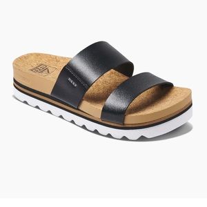 New, never worn, size 8, Reef CUSHION VISTA HI Black Sandal